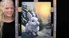 Learn How to Draw and Paint with Acrylics WINTER BUNNY Easy Beginner Lesson-Paint and Sip at Home