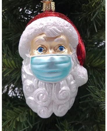Old World Christmas Santa with Face Mask Ornament