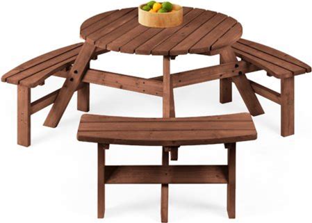Best Choice Products 6-Person Circular Outdoor Wooden Picnic Table