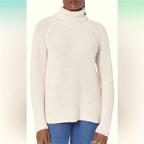Goodthreads Women's Relaxed Fit Cotton Shaker Stitch Turtleneck Sweater