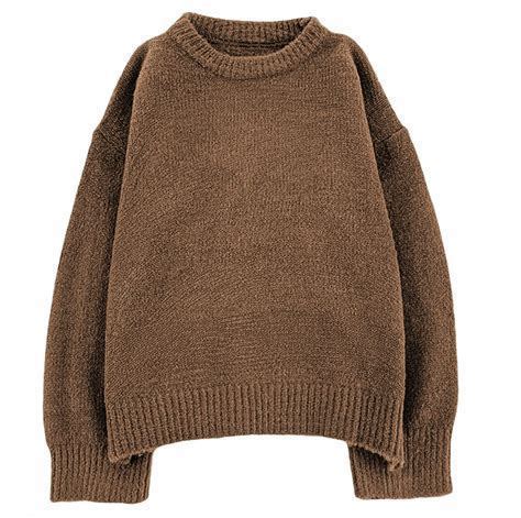 Liny Xin Women's Cashmere Oversized Loose Knitted Crew Neck Long Sleeve Sweater