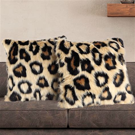MIULEE Leopard Print Faux Fur Pillow Cover